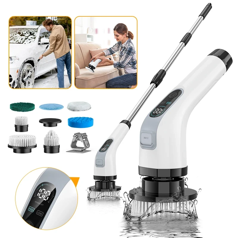 Cordless Electric Cleaning Brush Cordless Handheld Shower Washer Rotating Cleaner Multi-function Cleaner IP67 Waterproof (image for) Cordless Electric Cleaning Brush Cordless Handheld Shower Washer Rotating Cleaner Multi-function Cleaner IP67 Waterproof